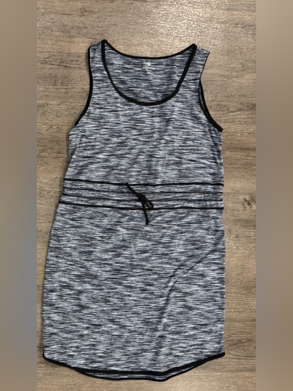 Athleta Paddle Out Space Dye Drawstring Dress Blue Black